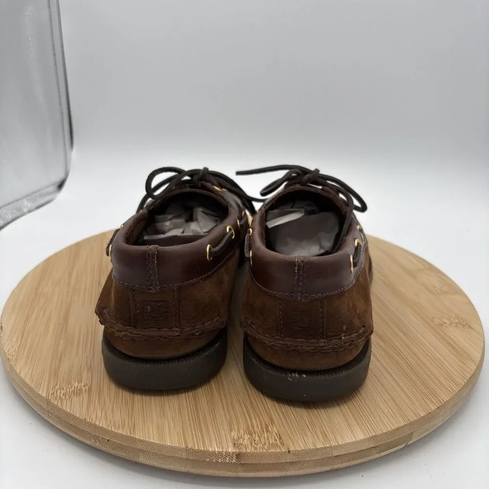 Sperry Top-Sider Boat Shoes Mens 10 Brown Suedew Leather Moc Casual Lace Up